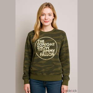 The Tonight Show with Jimmy Fallon graphic camo sweatshirt, size Small